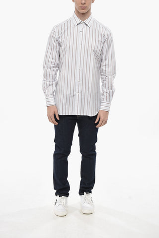 Striped Cotton Poplin Shirt with French Collar
