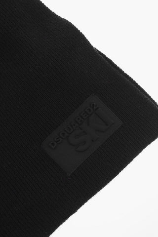 Wool Scarf with Logo Patch