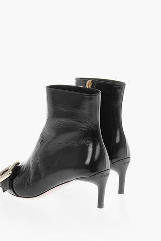 Lederstiefel mit Crackle-Effekt CHOC, Schnallen-Detail, Absatz 6,5 cm