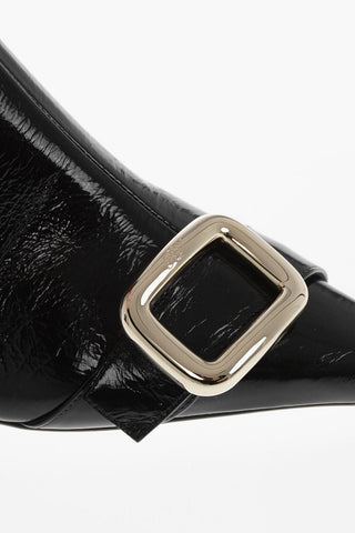 Lederstiefel mit Crackle-Effekt CHOC, Schnallen-Detail, Absatz 6,5 cm