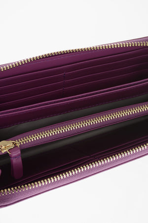 Continental-Portemonnaie aus Leder, einfarbig, mit Reißverschluss