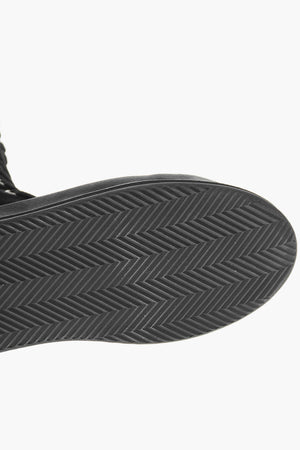 Hohe Stiefel aus Baumwolle, einfarbig, mit 4 cm Sohle