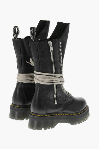 DR MARTENS Anfibi LUNAR In Pelle Martellata con Suola 5cm