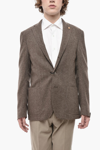 Ungefütterter Blazer mit Fischgrätenmuster