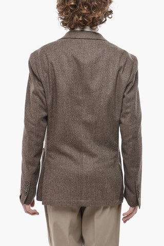 Ungefütterter Blazer mit Fischgrätenmuster