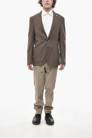 Ungefütterter Blazer mit Fischgrätenmuster