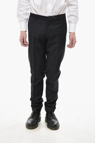 CC COLLECTION Virgin Wool Trousers with Turn-Up Hem