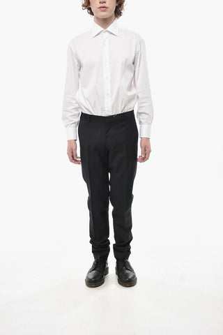 CC COLLECTION Virgin Wool Trousers with Turn-Up Hem