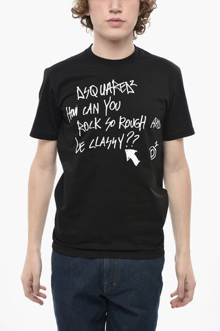 T-Shirt Girocollo COOL FIT in Tinta Unita con Stampa a Contrasto