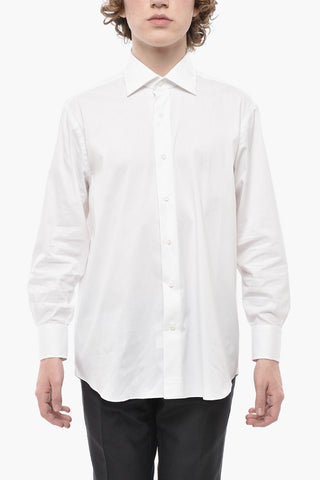 Camicia in Popeline di Cotone con Collo Francese
