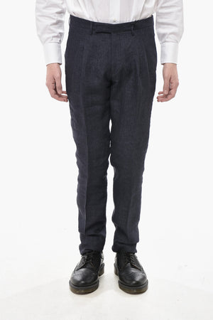 Linen Trousers with Front Pleats