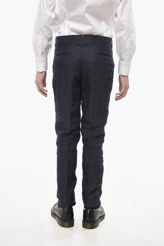 Linen Trousers with Front Pleats