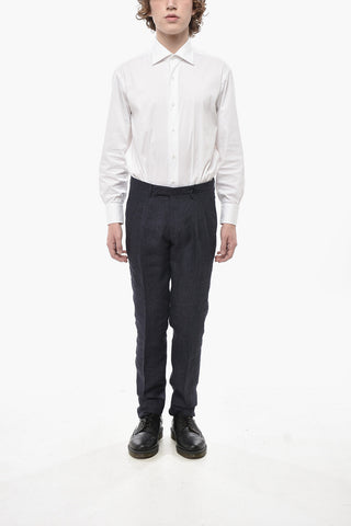 Linen Trousers with Front Pleats