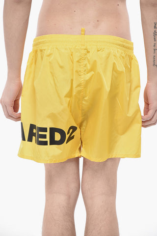 Costume da Bagno Boxer in Nylon con Logo Stampato