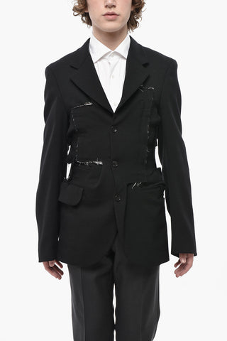 HOMME PLUS Giacca in Lana Effetto Distressed 