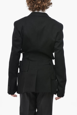 HOMME PLUS Giacca in Lana Effetto Distressed 