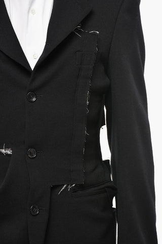 HOMME PLUS Giacca in Lana Effetto Distressed 