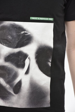 Baumwoll-T-Shirt mit Rundhalsausschnitt und Frontprint