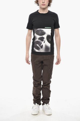 Baumwoll-T-Shirt mit Rundhalsausschnitt und Frontprint