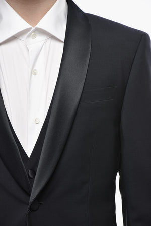 CODE Abito 3 Pezzi In Lana Vergine Con Revers A Scialle