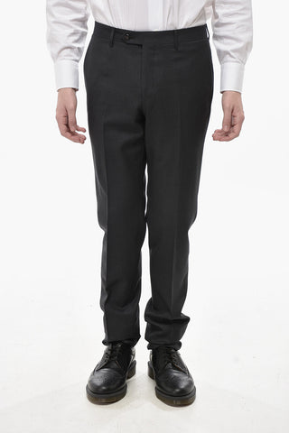 Virgin Wool Trousers with Scalloped Hem