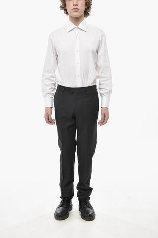 Virgin Wool Trousers with Scalloped Hem