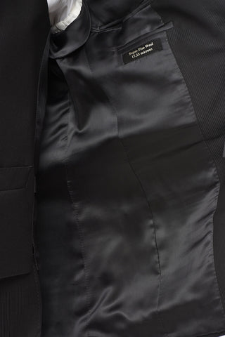 버진 울 3피스 수트 웨이스트코트 CERIM.ACADEMY 헤어라인 스트라이프 원 슬릿 클래식 라펠