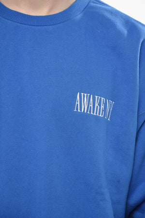 Solid-Color Crewneck Sweatshirt with Embroidered Logo