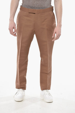 Pantaloni in Cotone e In Seta con Abbottonatura a Scomparsa