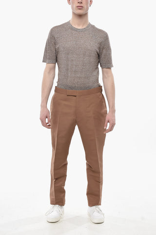 Pantaloni in Cotone e In Seta con Abbottonatura a Scomparsa