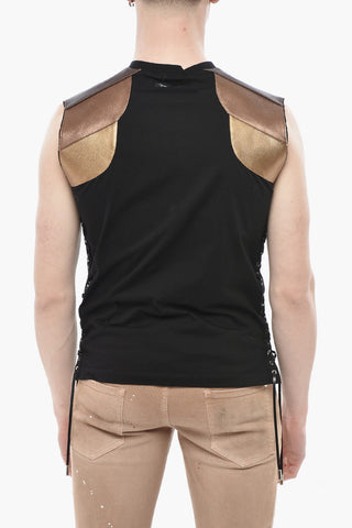 Rundhals-T-Shirt aus Baumwolle mit metallischen Details