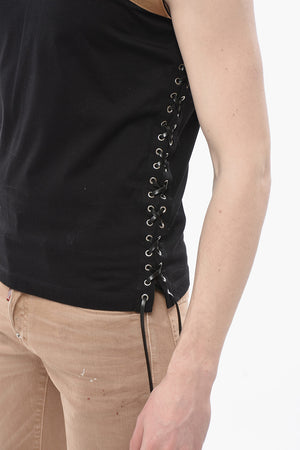 Rundhals-T-Shirt aus Baumwolle mit metallischen Details