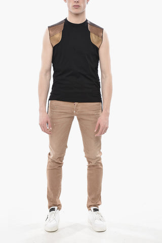 Rundhals-T-Shirt aus Baumwolle mit metallischen Details