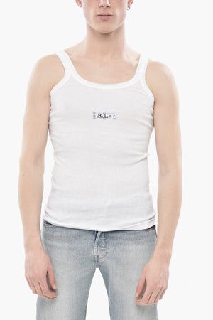 Tank Top a Costine con Stampa sul Fronte