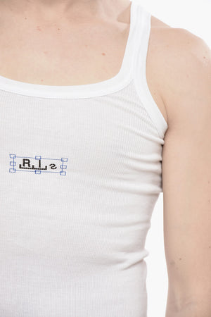 Tank Top a Costine con Stampa sul Fronte