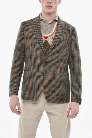 Ungefütterter Wollblazer mit Karomuster