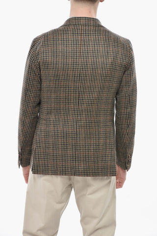 Ungefütterter Wollblazer mit Karomuster
