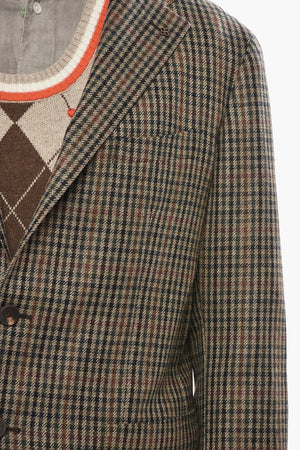 Ungefütterter Wollblazer mit Karomuster