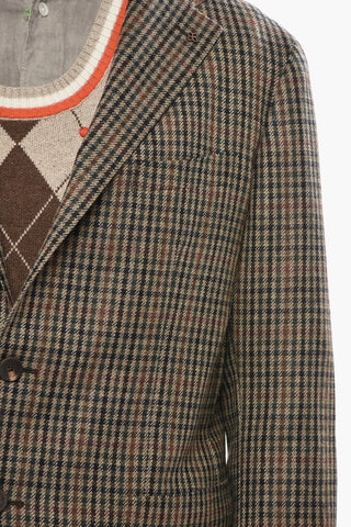 Ungefütterter Wollblazer mit Karomuster