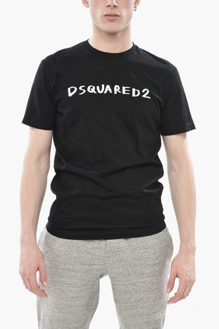 Solid-Color Crewneck T-Shirt COOL FIT with Printed Logo
