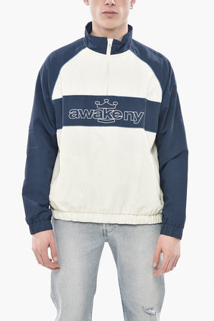 Two-Tone Nylon Anorak with Printed Logo