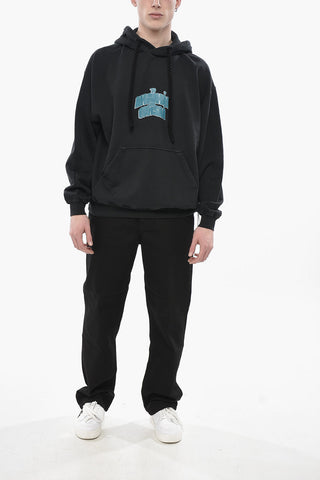 ANTONIA Felpa Hoodie in Cotone Garzato con Coulisse