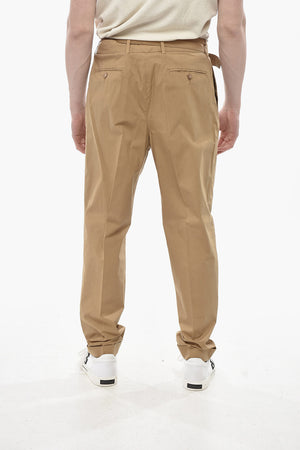 Stretch Cotton Trousers With Belt