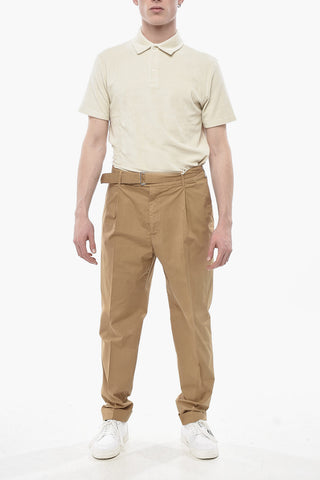 Pantaloni In Cotone Stretch con Cintura