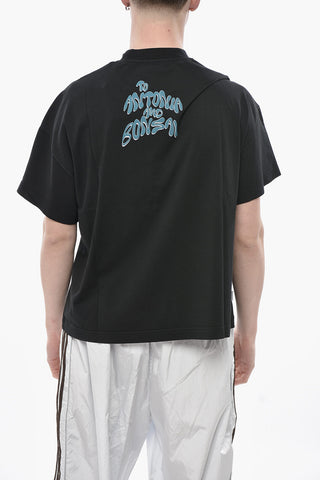 ANTONIA Rundhals-T-Shirt in Uni mit Kontrastdruck