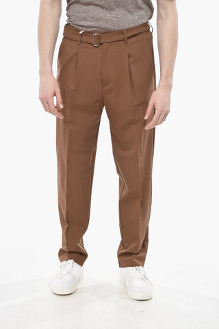 Virgin Wool Trousers COLIN with 1 Pleat and Belt