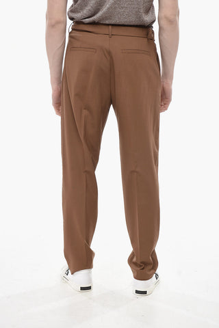 Virgin Wool Trousers COLIN with 1 Pleat and Belt