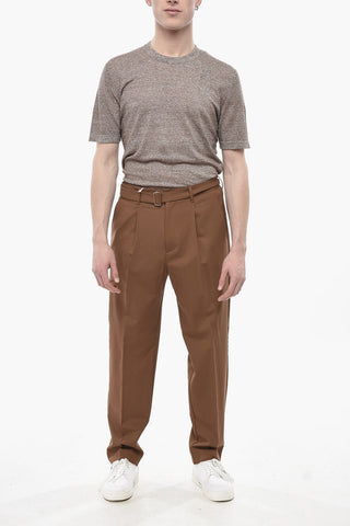 Virgin Wool Trousers COLIN with 1 Pleat and Belt