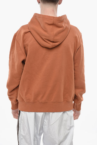 Kapuzenpullover Aus Baumwollfleece-Mix Mit Gesticktem Logo