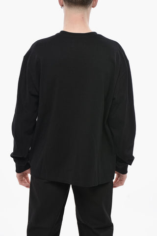 Long-Sleeve Crew Neck T-Shirt with Stripe Detail